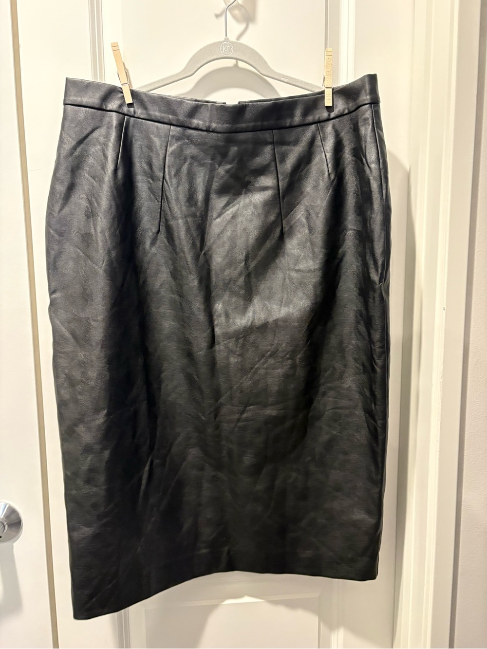 Vixen by Micheline Pitt Black Faux Leather Pencil Skirt